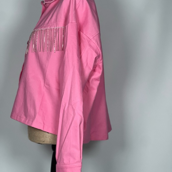 Hailey & Co. Pink Denim and Rhinestone Jacket. Size Large. NEW - Picture 3 of 12